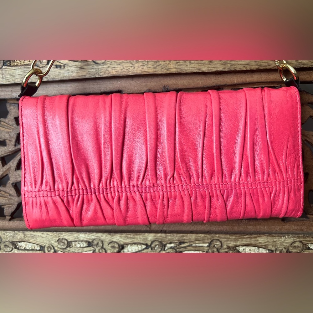 Prada Saffiano Pink Nappa Gaufre Long Wallet with Chain WOC - Picture 4 of 14